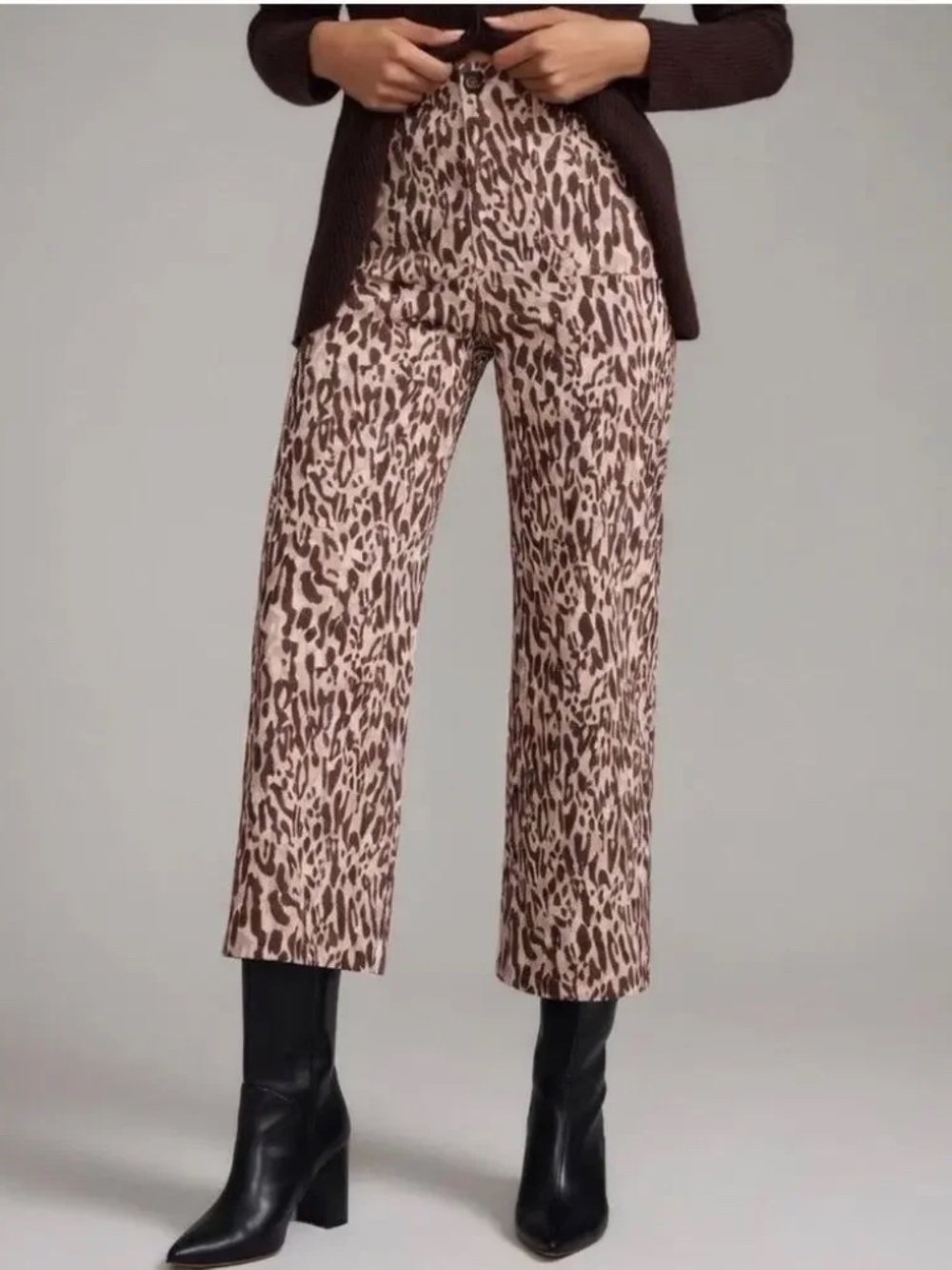 Maeve The Colette Cropped Wide-Leg Crop Leopard Print Size 25